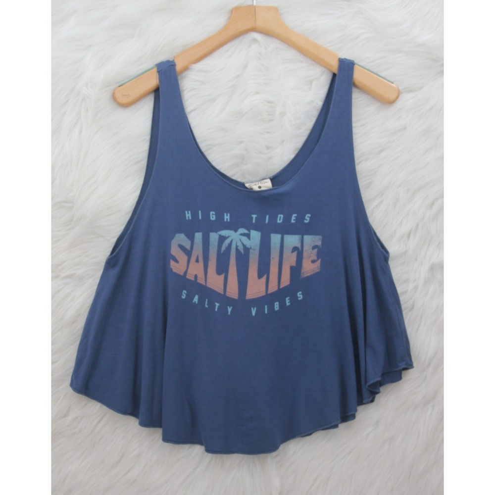 Salt Life Flowy Tank Saltlife Blue L NWOT High Tides Salty Vibes Beach Coastal